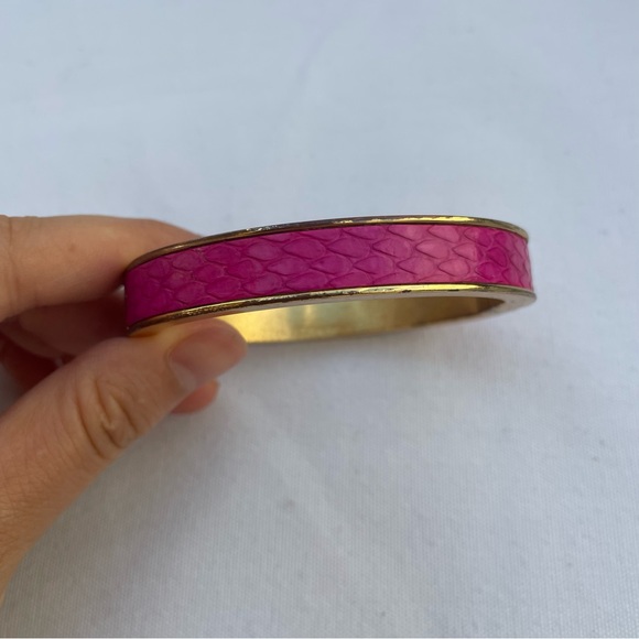 J. Crew Textured Pink Hinged Bangle - Picture 2 of 8